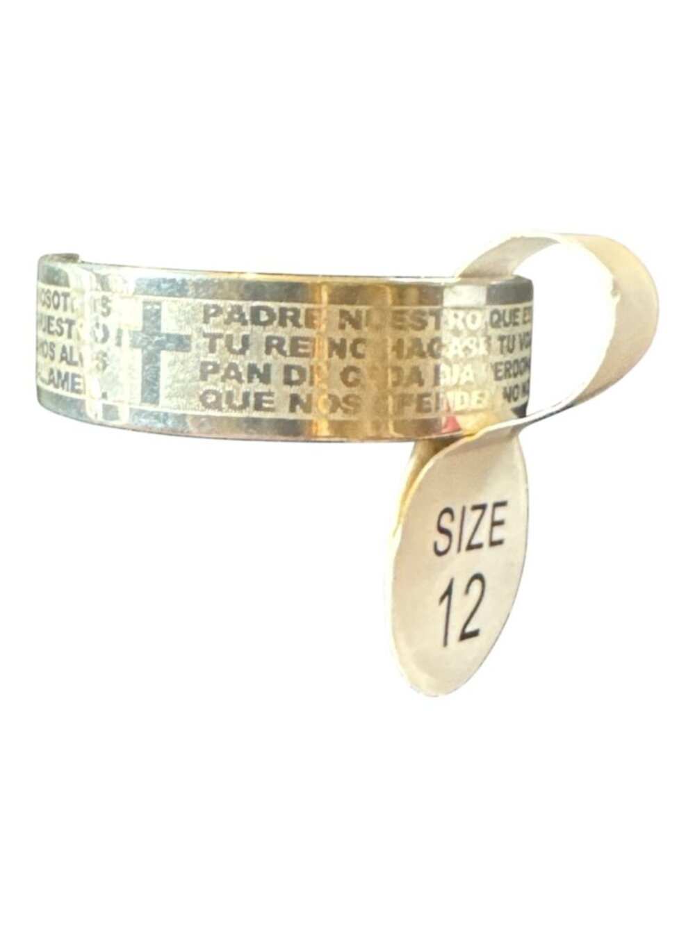 Padre Nuestro Prayer Ring Stainless Steel Engraved Spanish Lord’s Prayer Band –